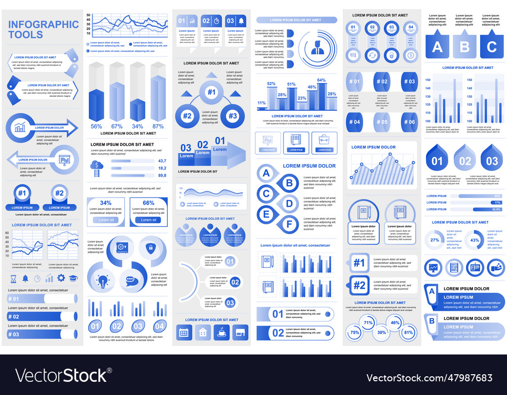 Bundle infographic elements data visualization