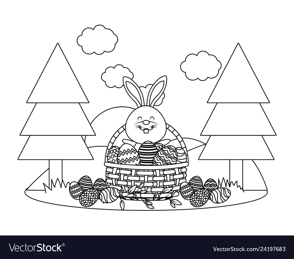 Bunny with easter eggs