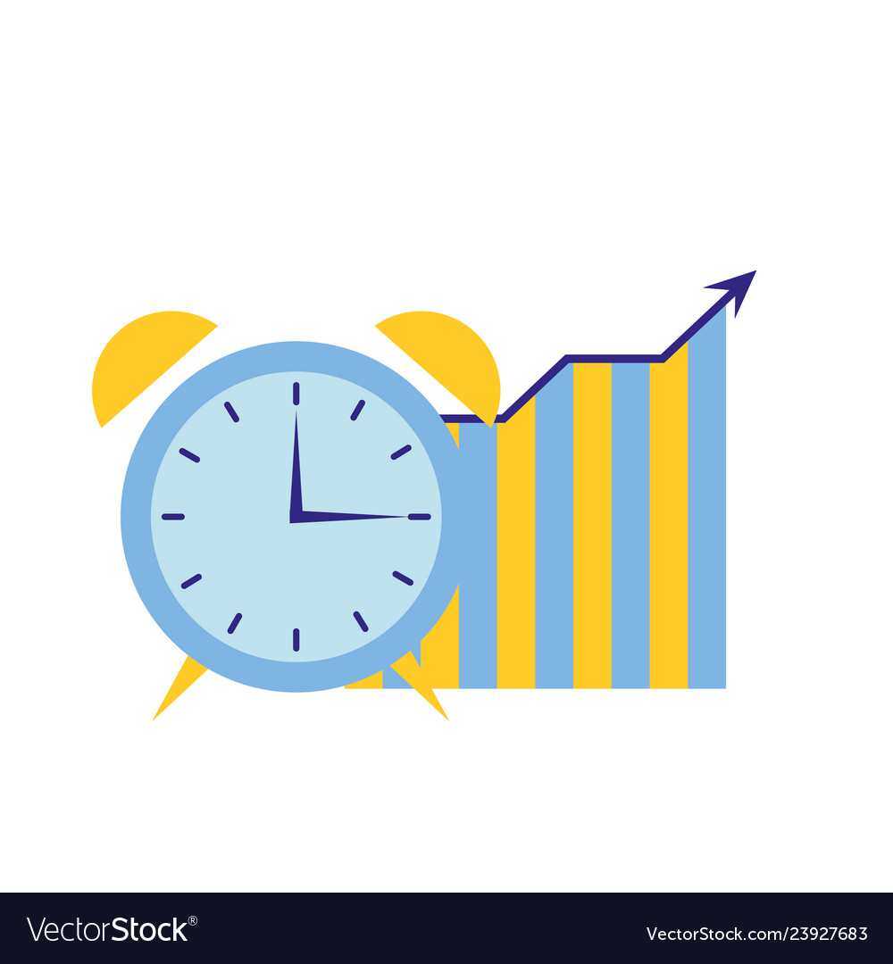 Business statistics chart and clock alarm Vector Image