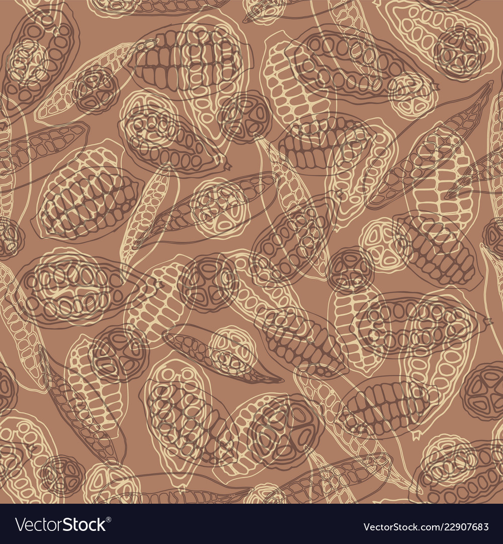 Cacao pods seamless repeat pattern background Vector Image Cacao pods seamless repeat pattern background