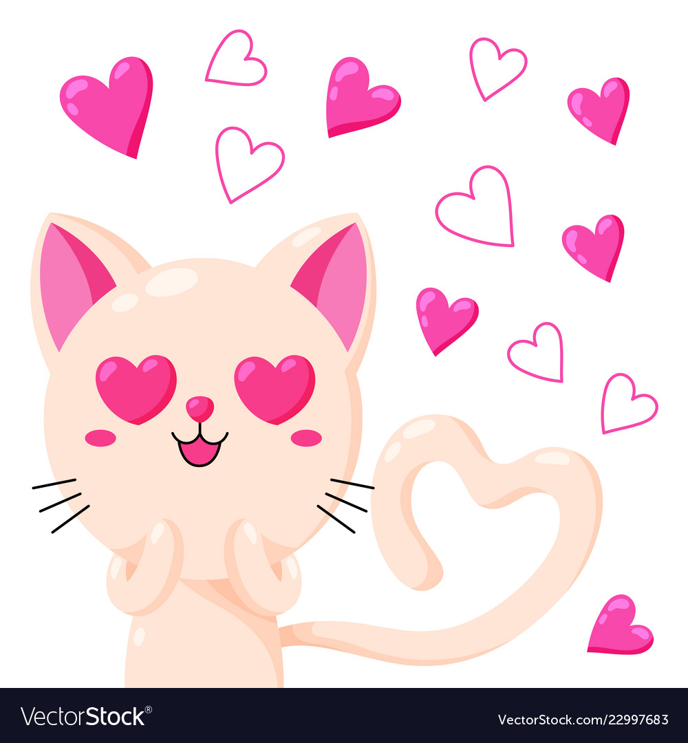 Cute greeting card with cat template Royalty Free Vector