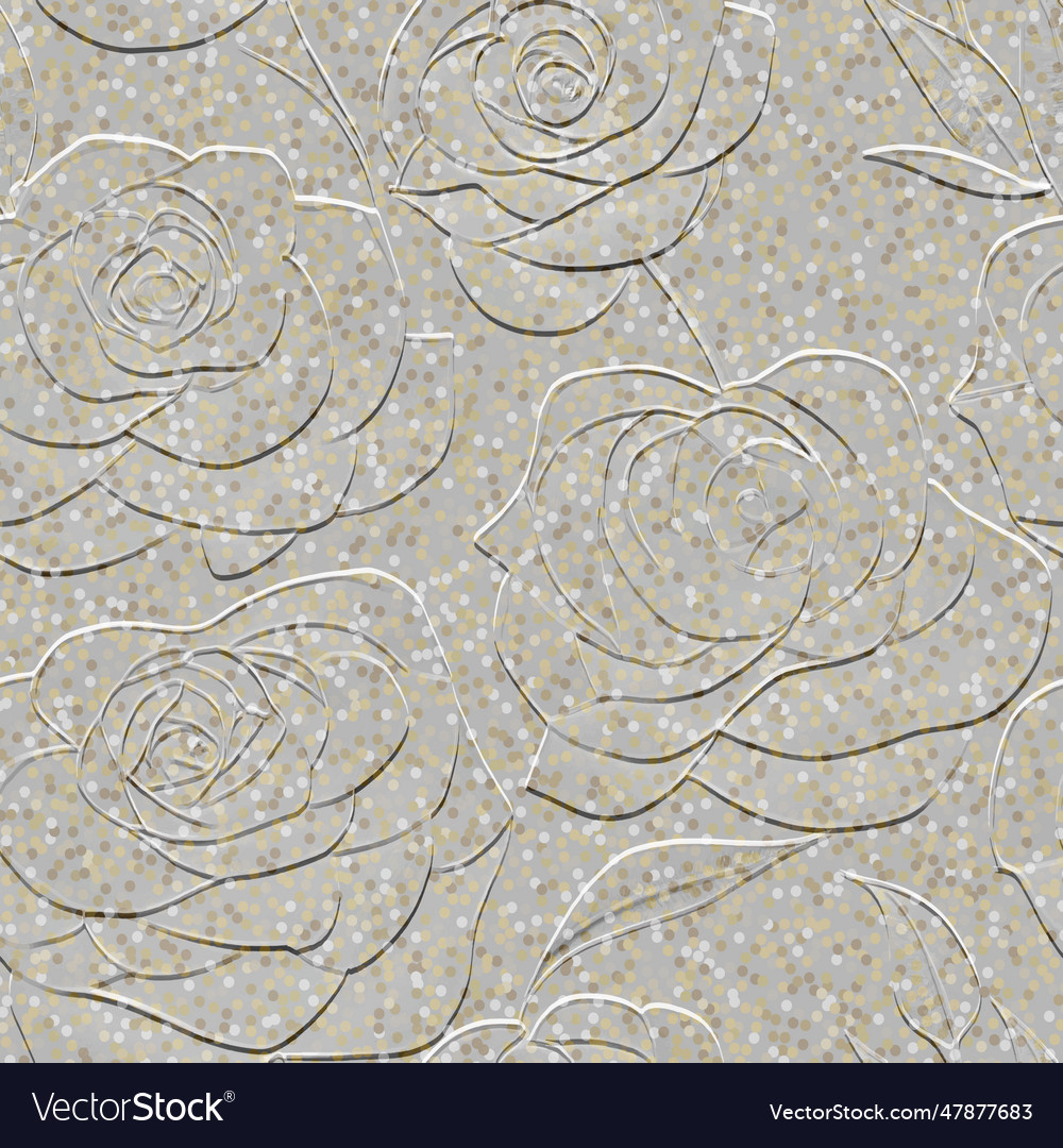 Emboss textured 3d lines roses seamless pattern