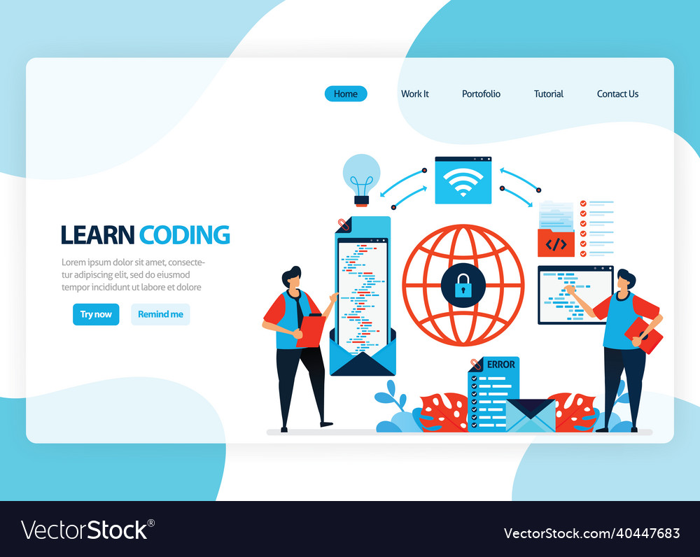Homepage für Lernprogrammierung und Codierung vector image Homepage für Lernprogrammierung und Codierung