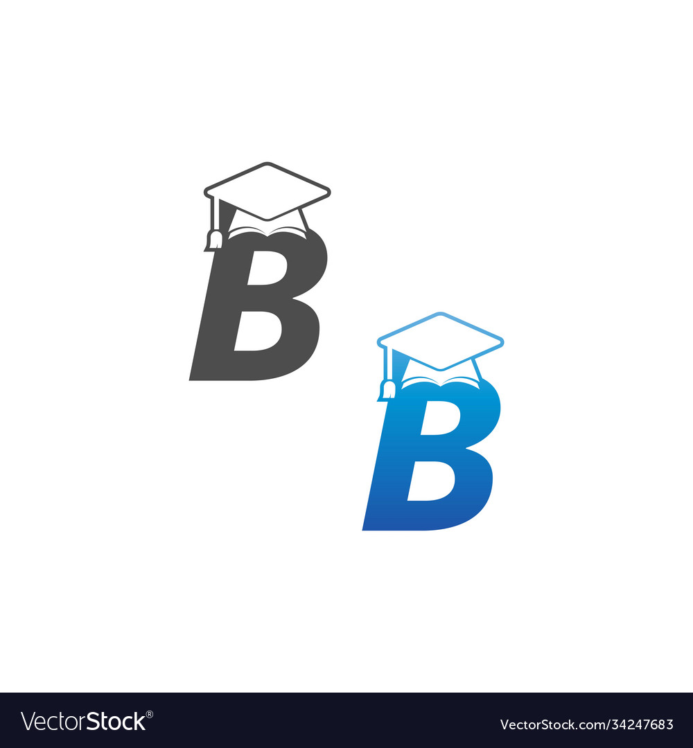 Letter b graduation cap concept design Royalty Free Vector