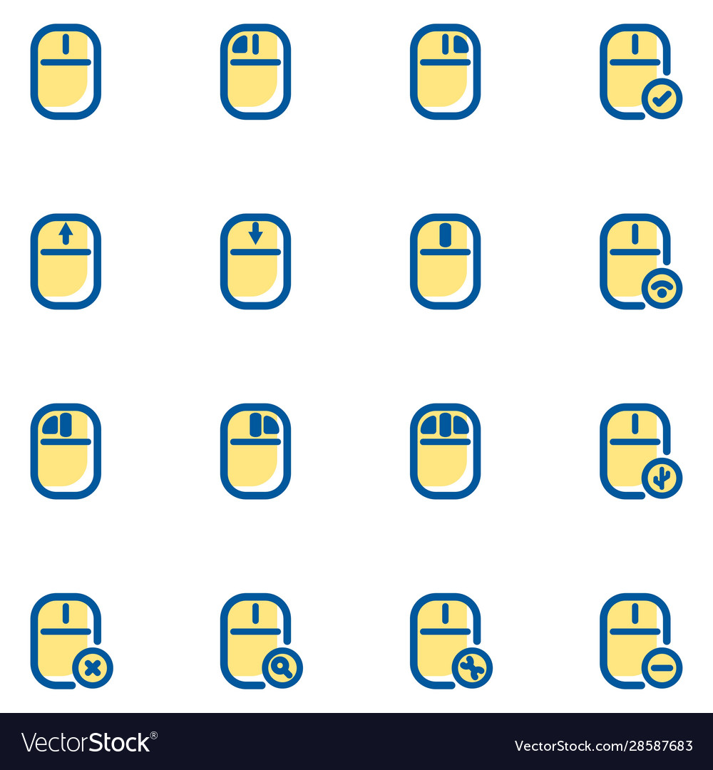 Mouse icon set design filled line style vector image Mouse icon set design filled line style