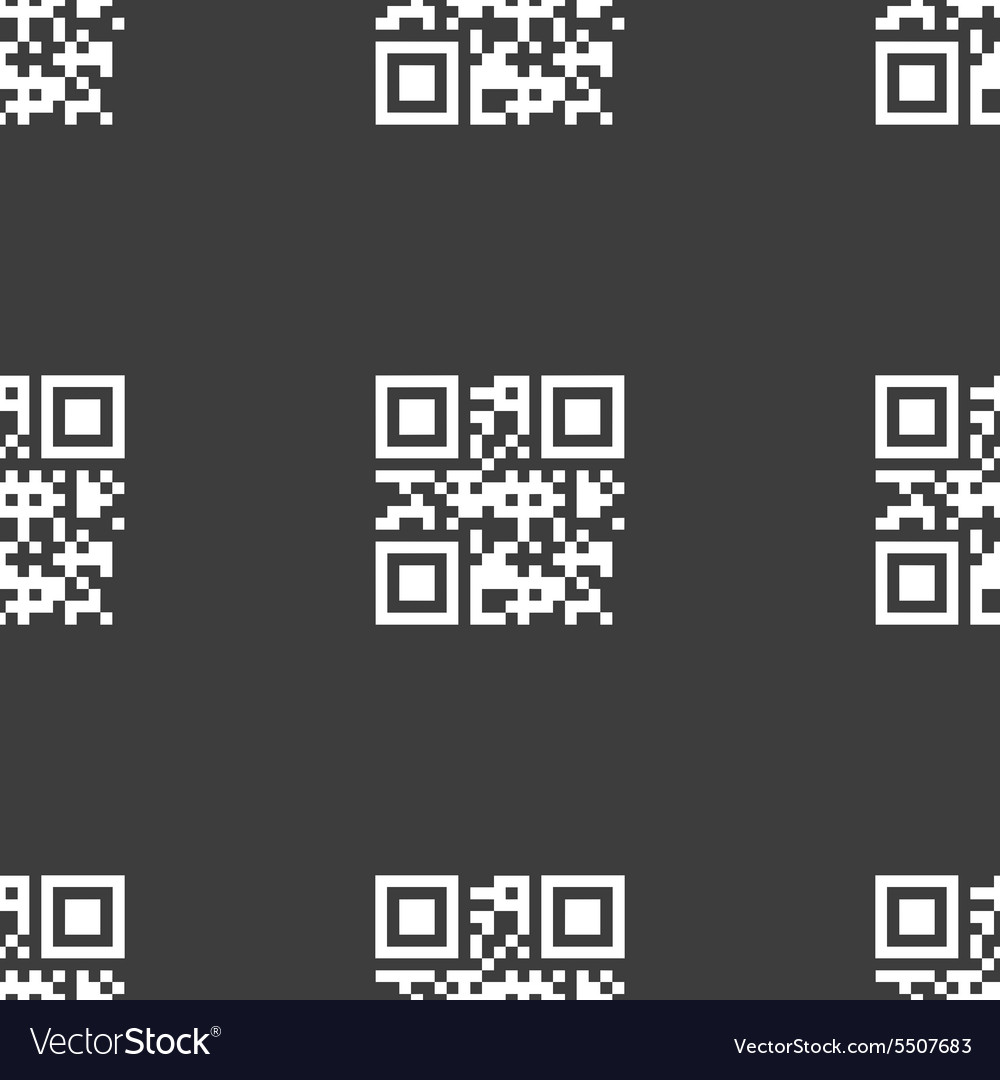 Qr code icon sign seamless pattern on a gray