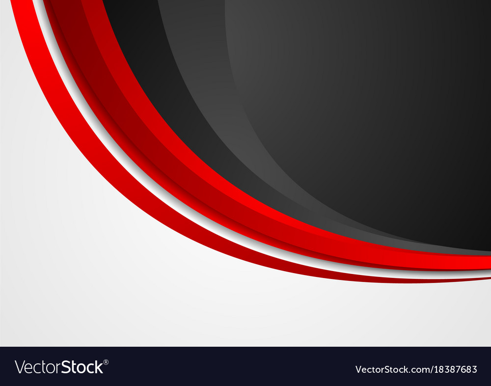 Red and black abstract wavy corporate background Vector Image