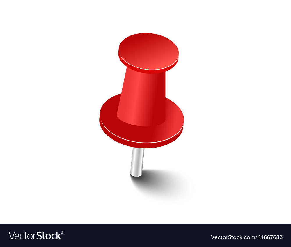 Red pins tacks flags attach buttons on needles vector image Red pins tacks flags attach buttons on needles