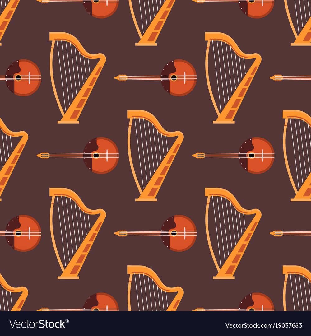 Seamless pattern background stringed musical