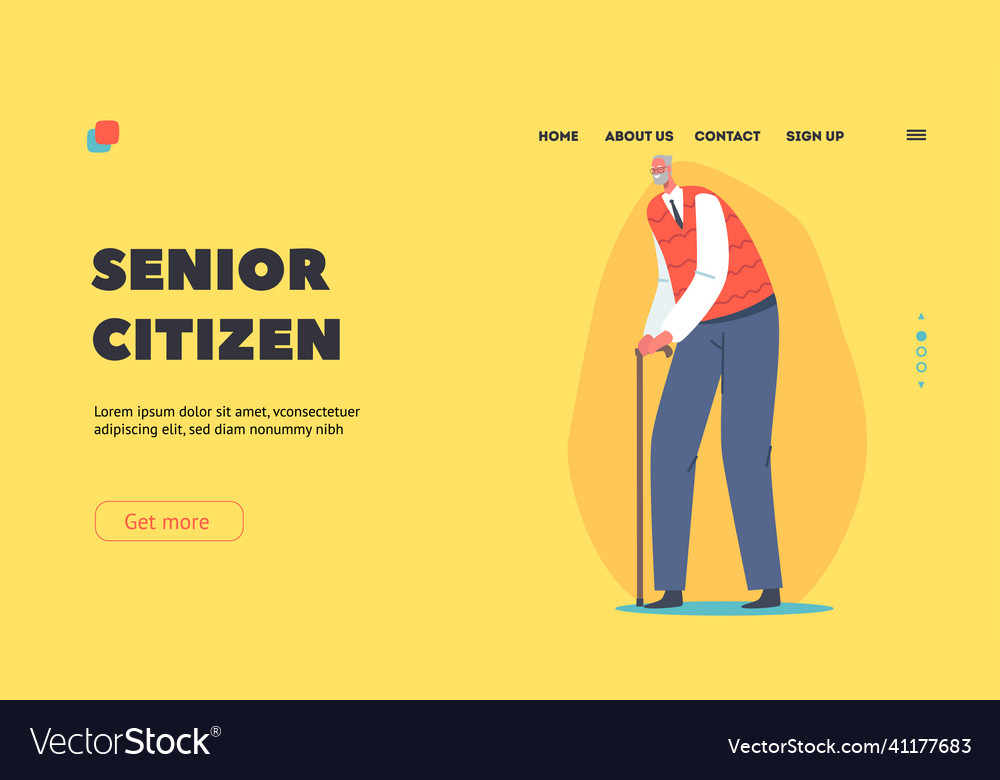 senior citizen senility old ages landing page vector image
