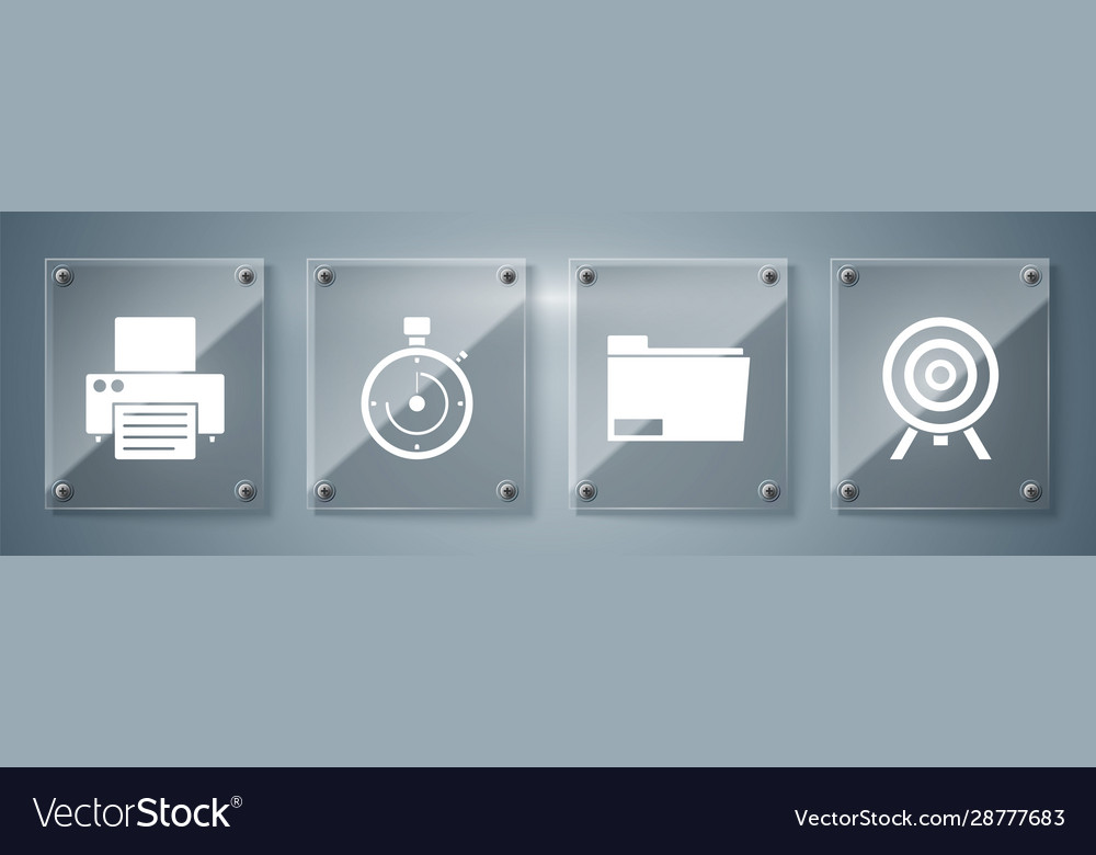 Set target document folder briefcase and printer vector image Set target document folder briefcase and printer