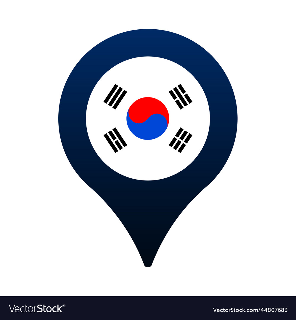 South korea Flagge und Kartenzeiger Symbol national