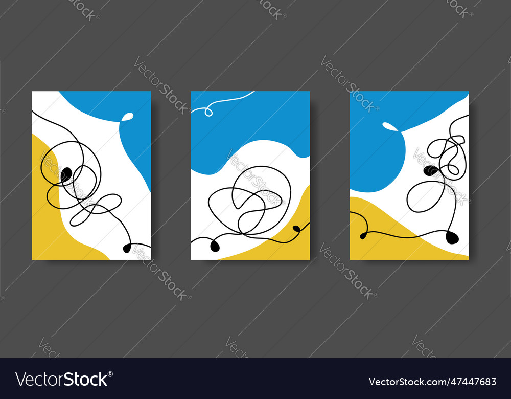 Ukrainian blue and yellow modern doodle cover set