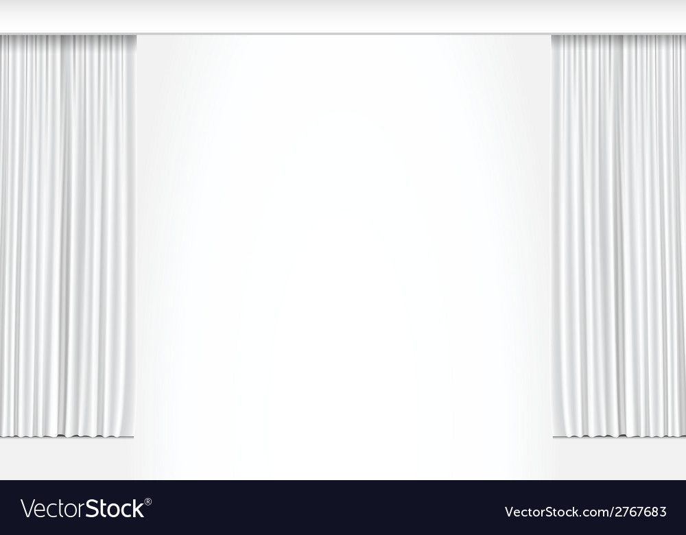 White Curtains Isolated on White Background Vector Image