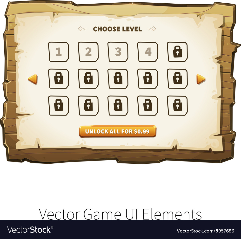 Wooden Game UI - Menu Screen