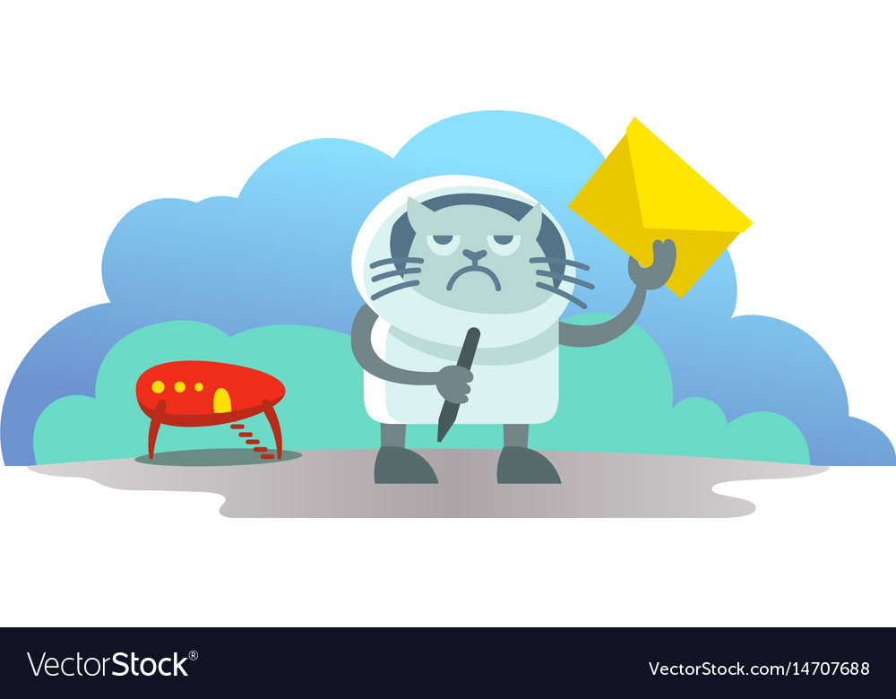 Alien cat in spacesuit arrived on rocket
