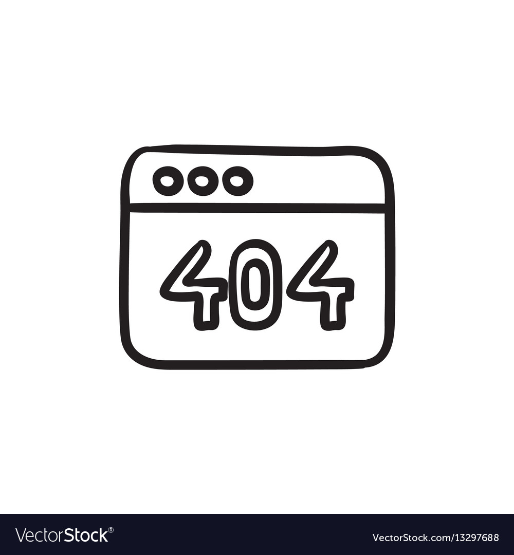 Browser window with 404 error sketch icon