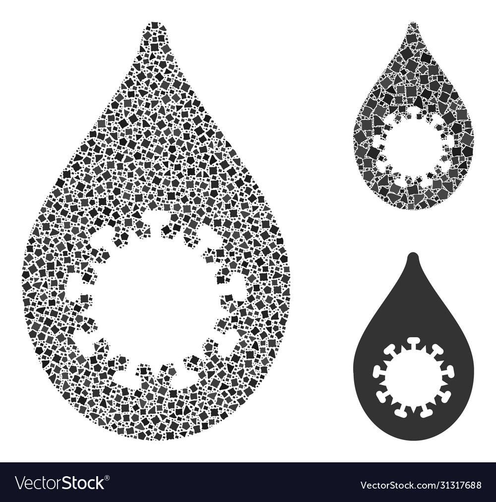 Bumpy virus drop icon mosaic vector image Bumpy virus drop icon mosaic