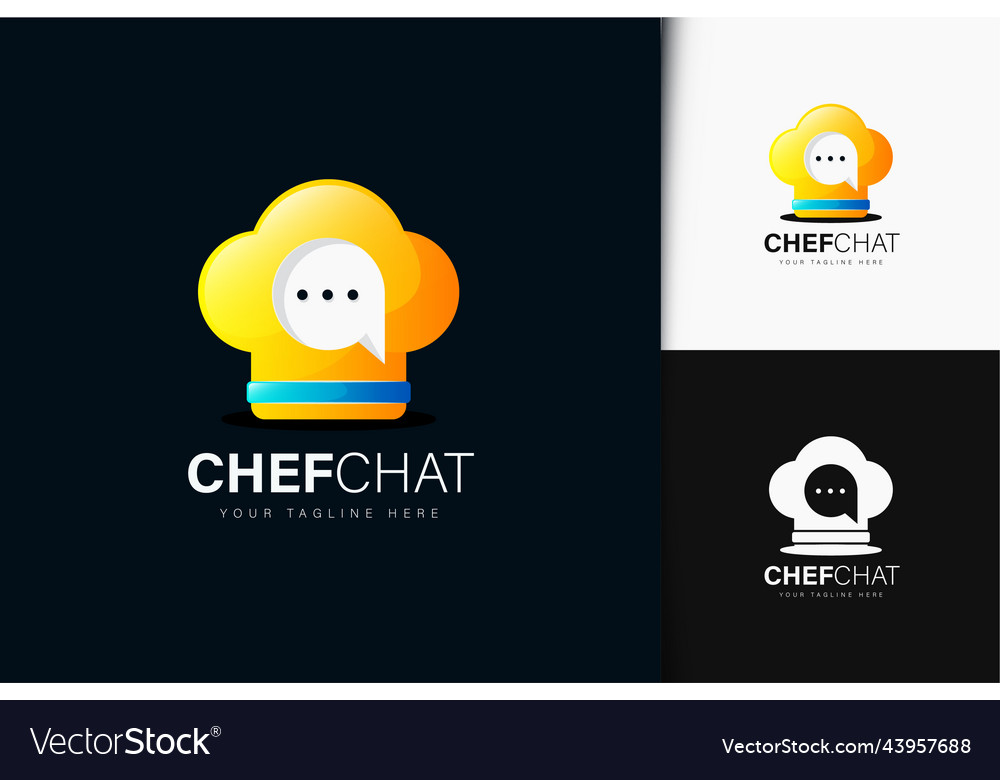 Chef chat logo design with gradient Vector Image Chef chat logo design with gradient