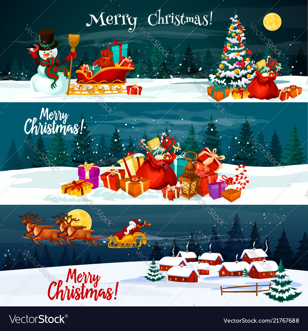 Christmas holiday santa gift banners vector image Christmas holiday santa gift banners