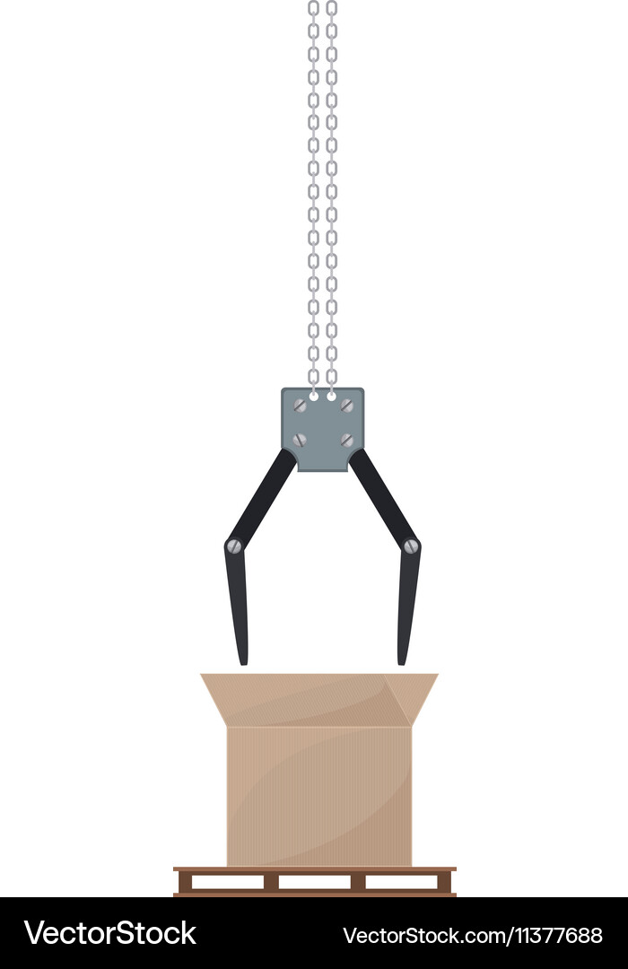 Crane mechanics holding a package in stowage Vector Image