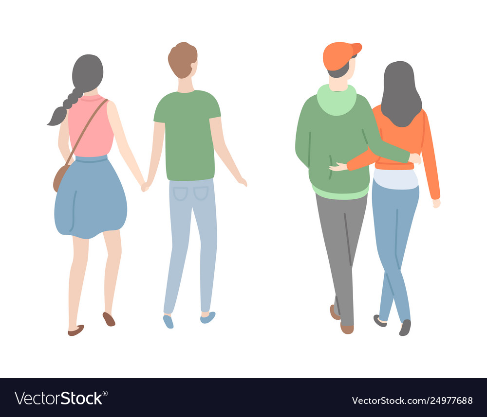 Happy Couple Back View - Dating Lovers