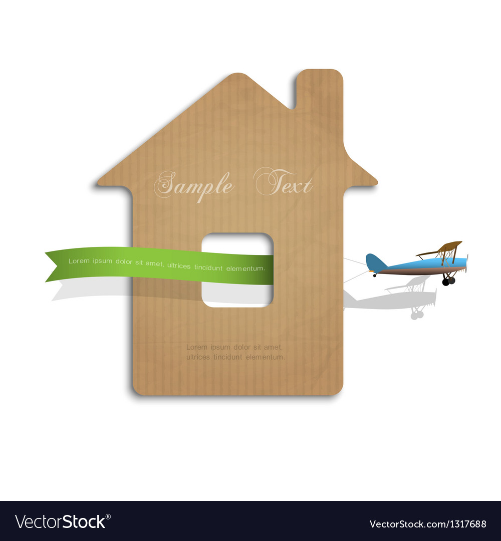 house cut out of cardboard with airplane vector image house cut out