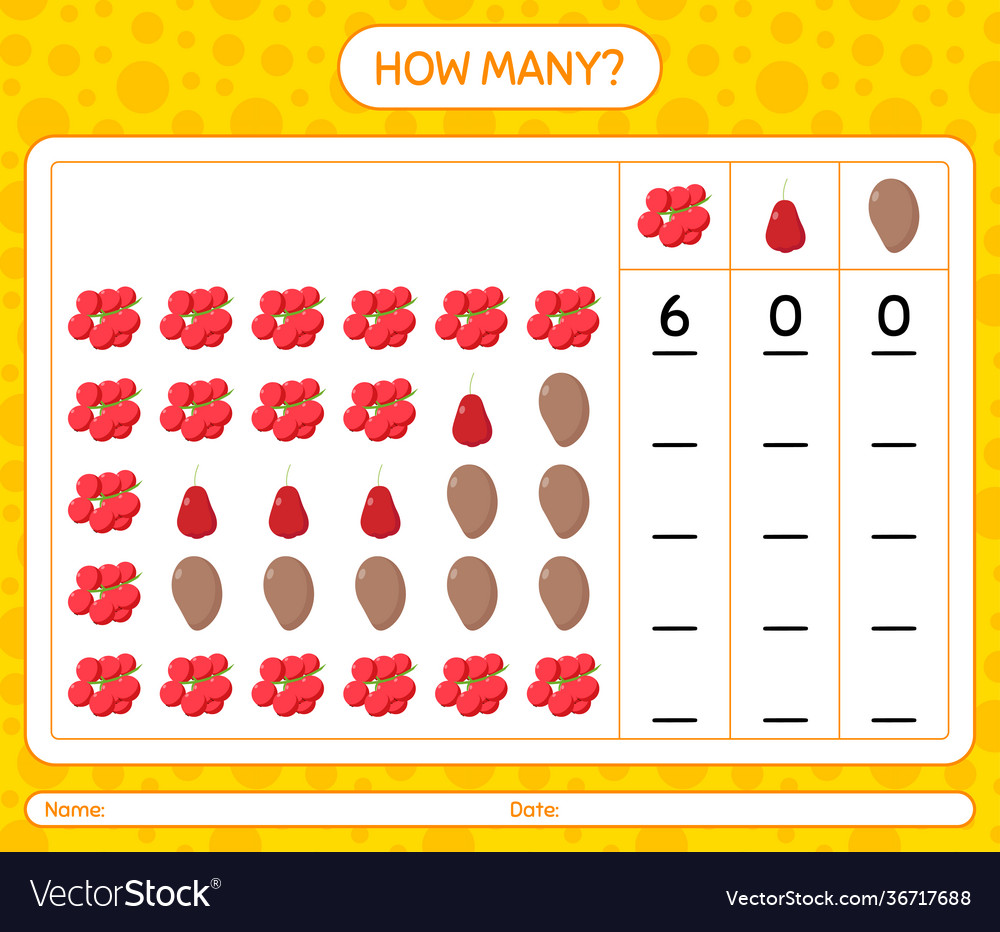 How many counting game with fruit worksheet