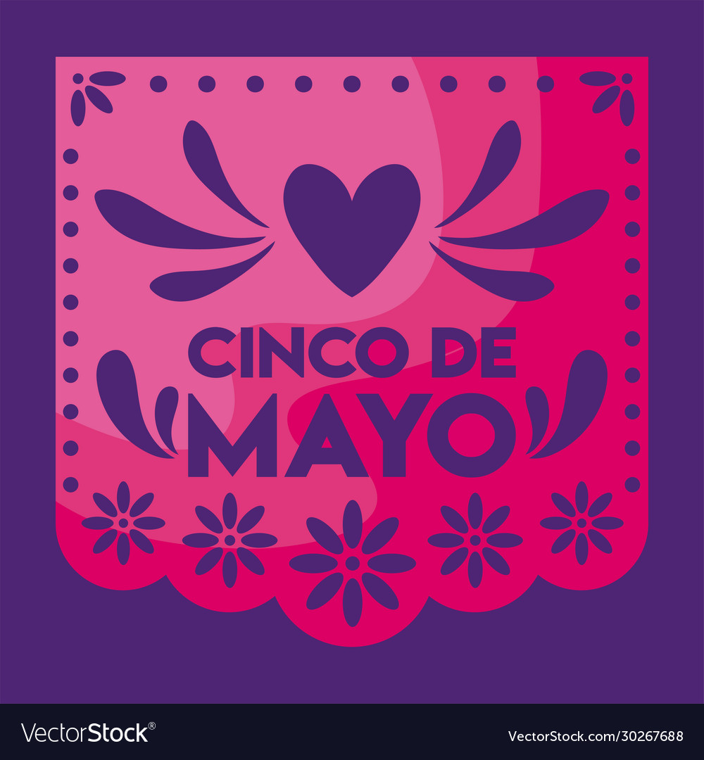 Mexican decorative garland with label cinco de Vector Image Mexican decorative garland with label cinco de