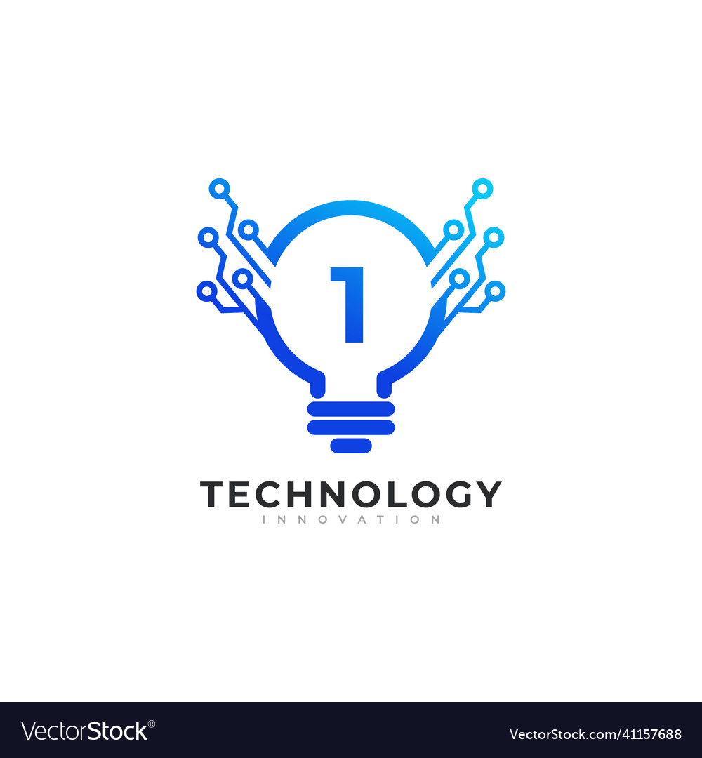 Number 1 inside lamp bulb technology innovation Vector Image