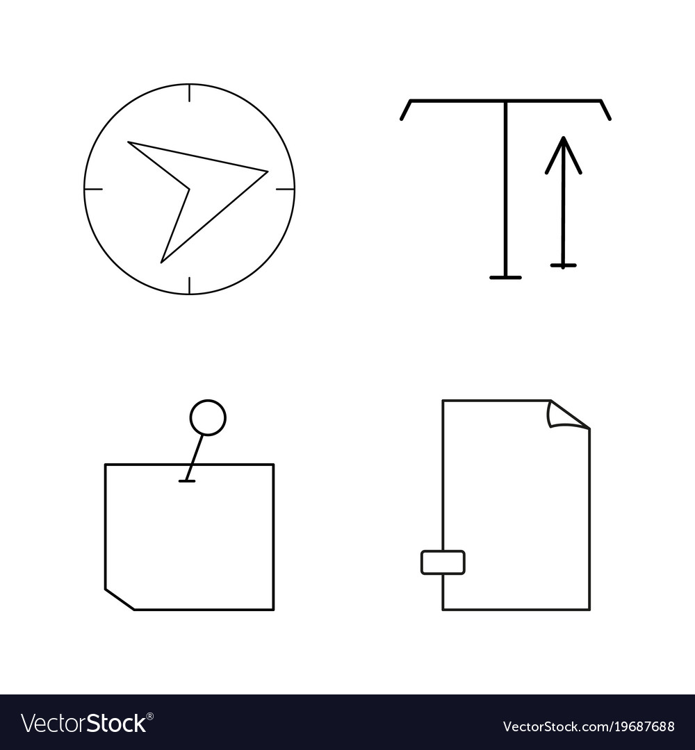 Office simple linear outline icon set