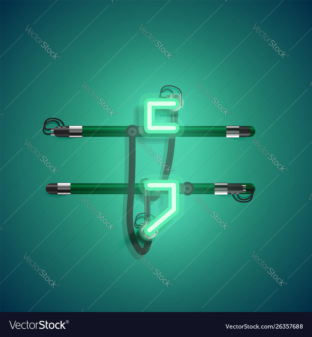 Realistic neon character with wires and console
