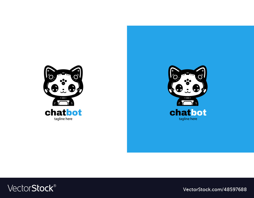 Robot cat chatbot head icon sign design Vector Image Robot cat chatbot head icon sign design
