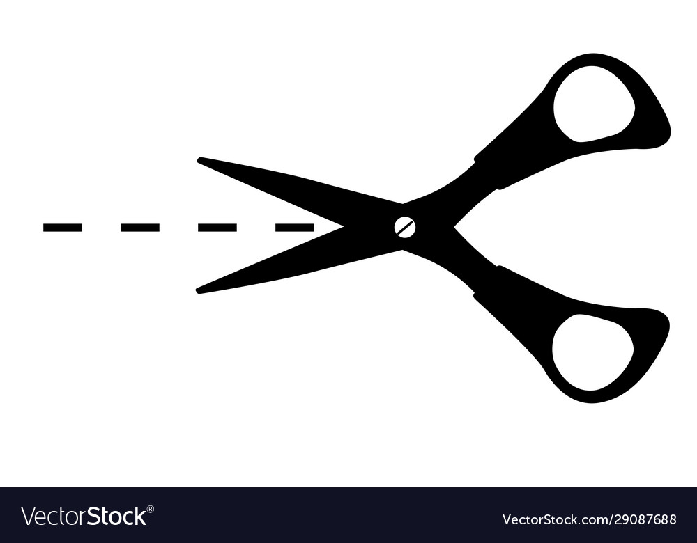 Scissors with cut lines isolated on white