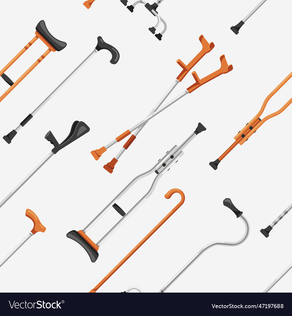 Seamless pattern featuring crutches and walking Vector Image