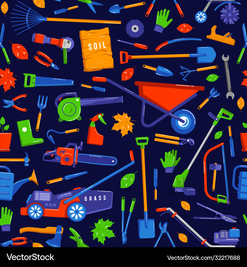 Seamless pattern with garden tools Royalty Free Vector Image