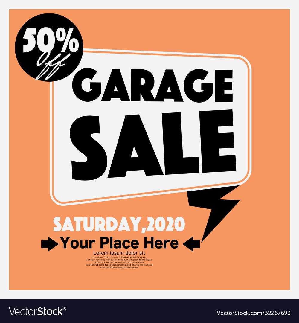 50 percent discount garage sale square banner