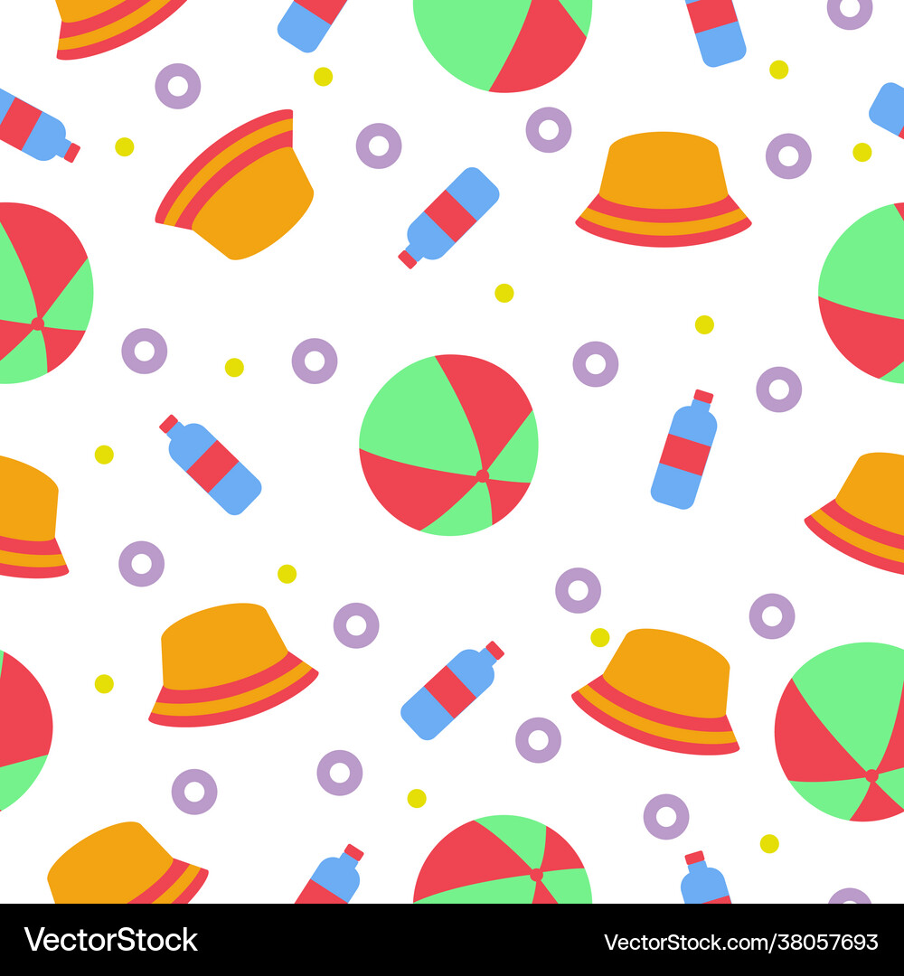 A bright summer beach seamless pattern featuring Vector Image