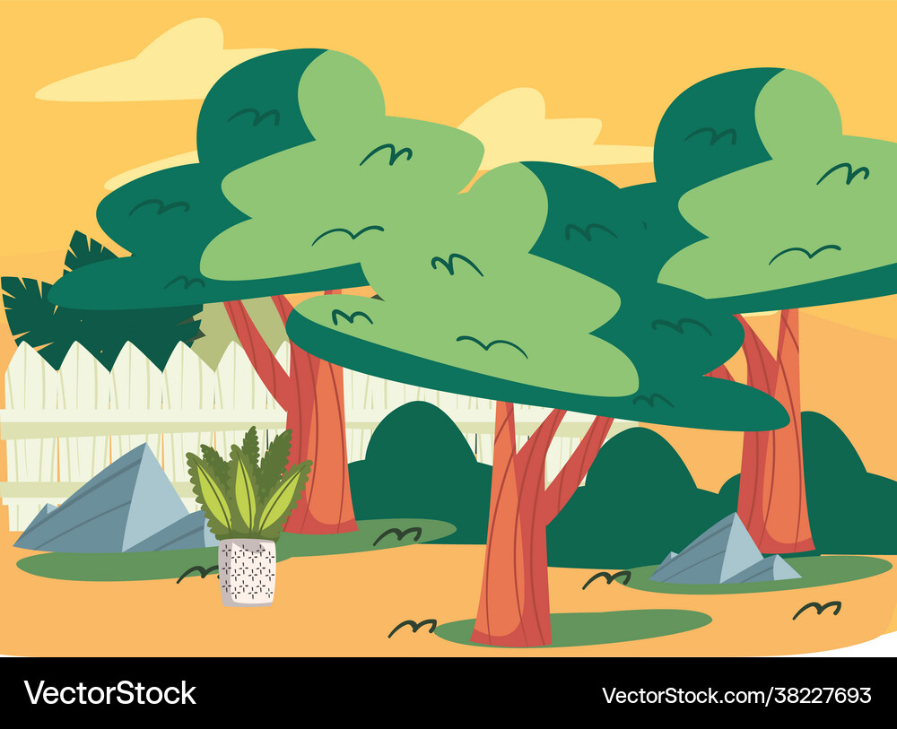 Backyard trees Royalty Free Vector Image - VectorStock