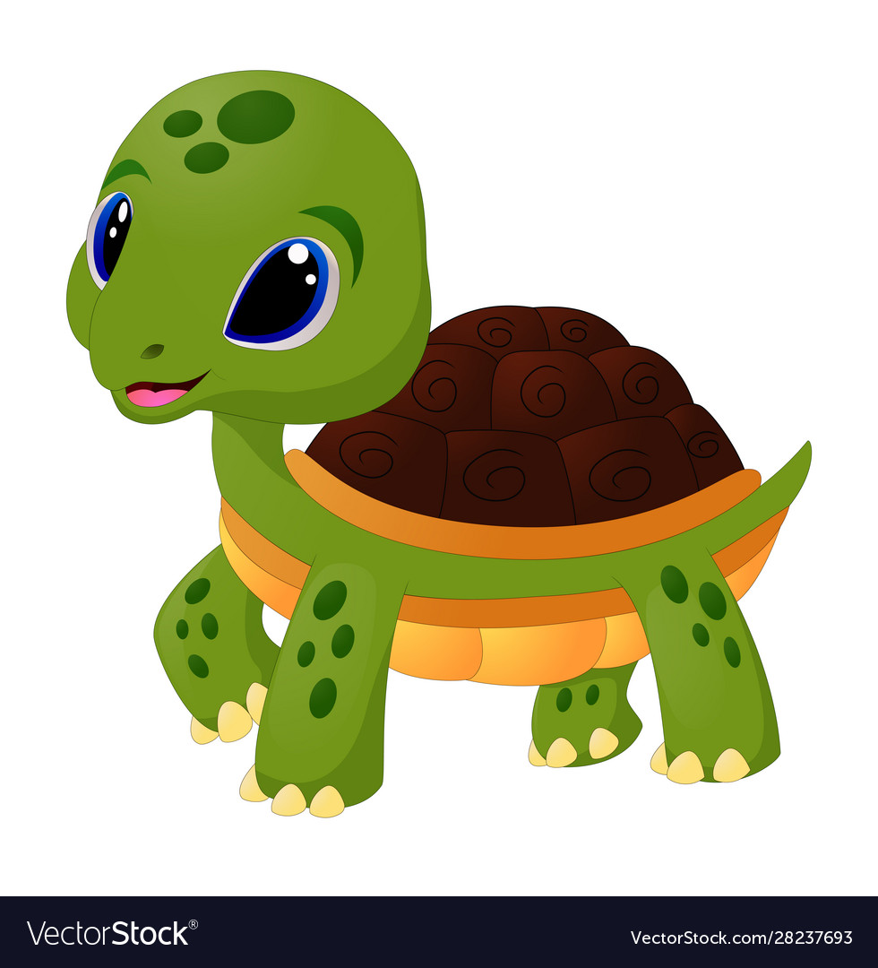 Cartoon happy turtle on white background Vector Image