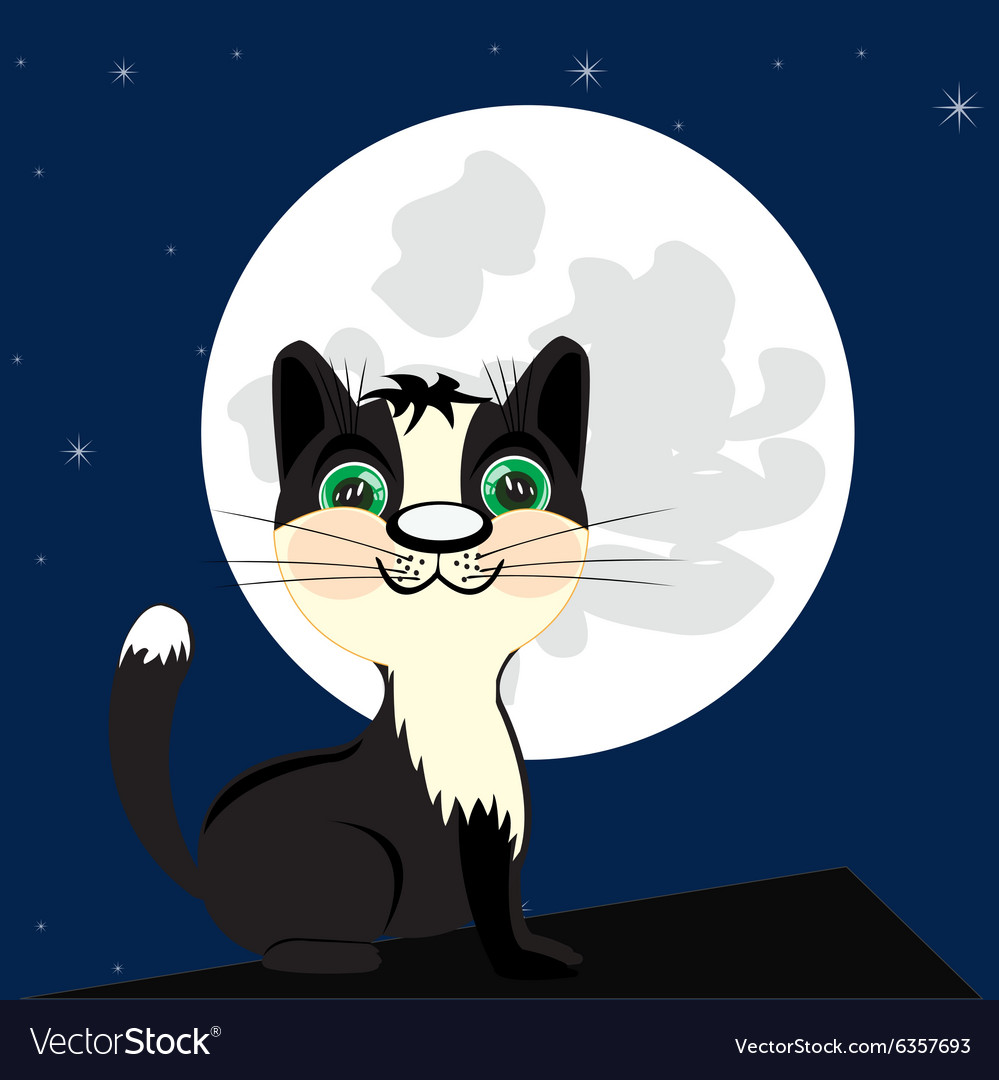Cat on roof of in the night Royalty Free Vector Image Cat on roof of in the night Royalty Free Vector Image