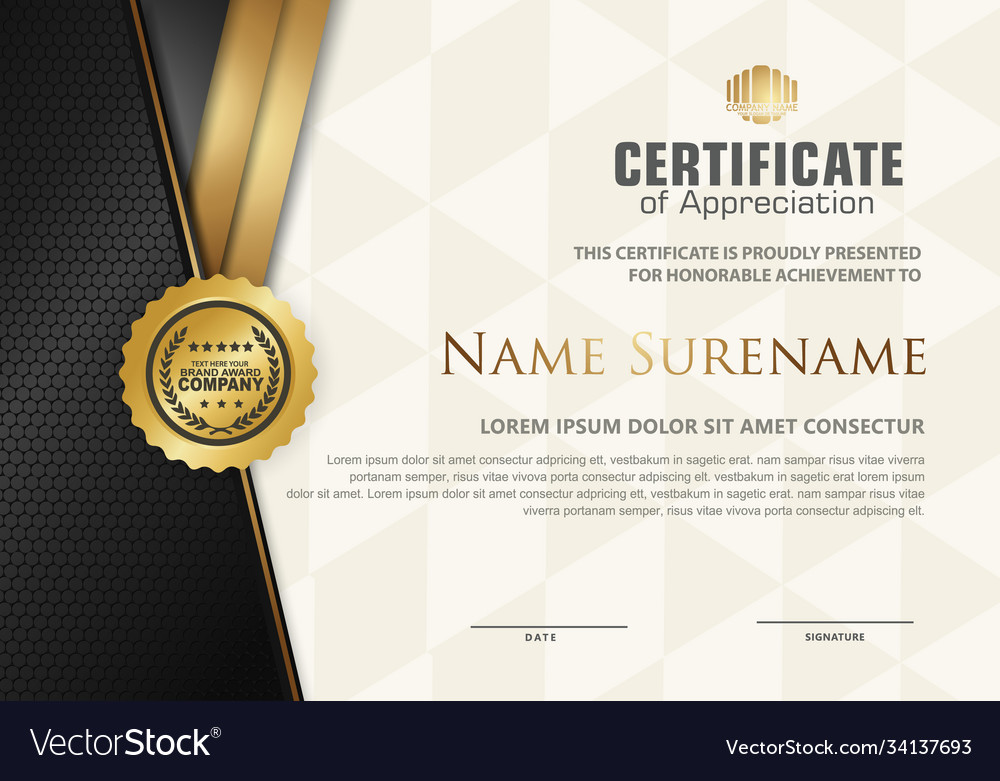 Certificate template with luxury patterndiploma Vector Image