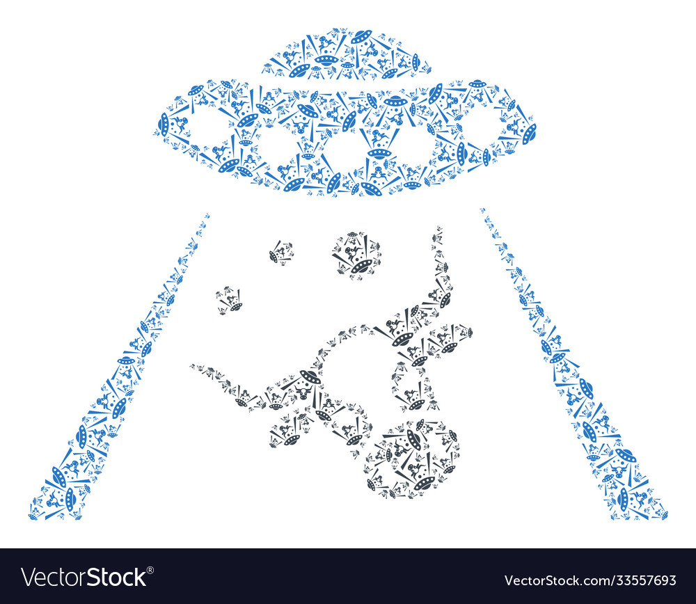 Cow abduction mosaic self recursion vector image Cow abduction mosaic self recursion