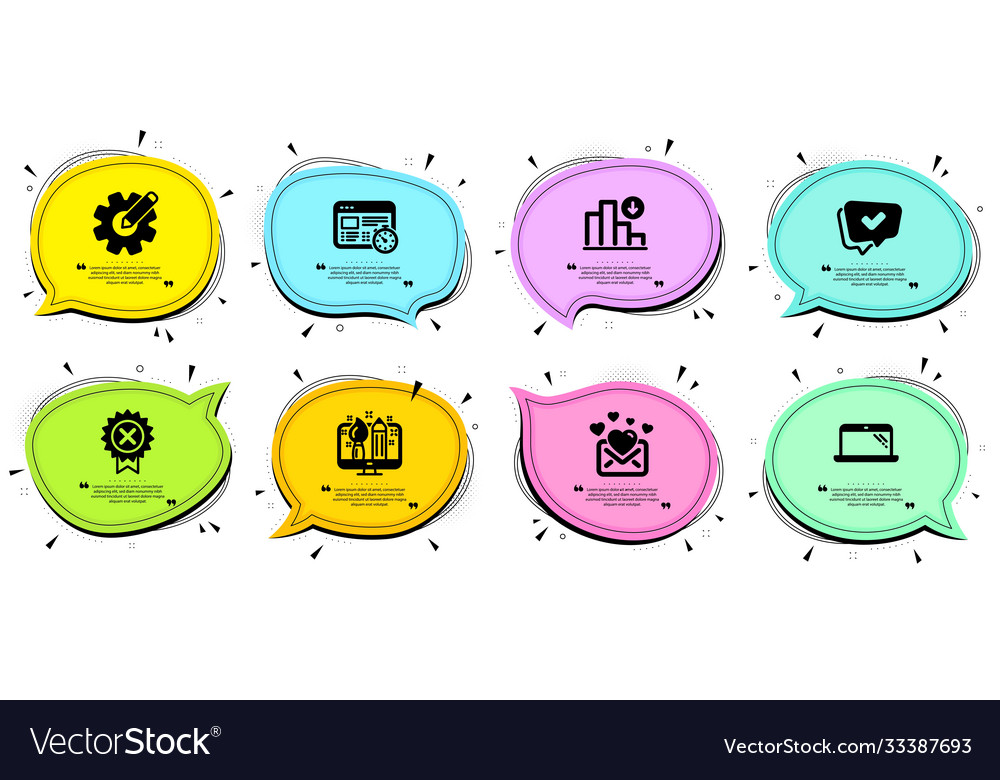 Decreasing graph reject medal and web timer icons vector image Decreasing graph reject medal and web timer icons