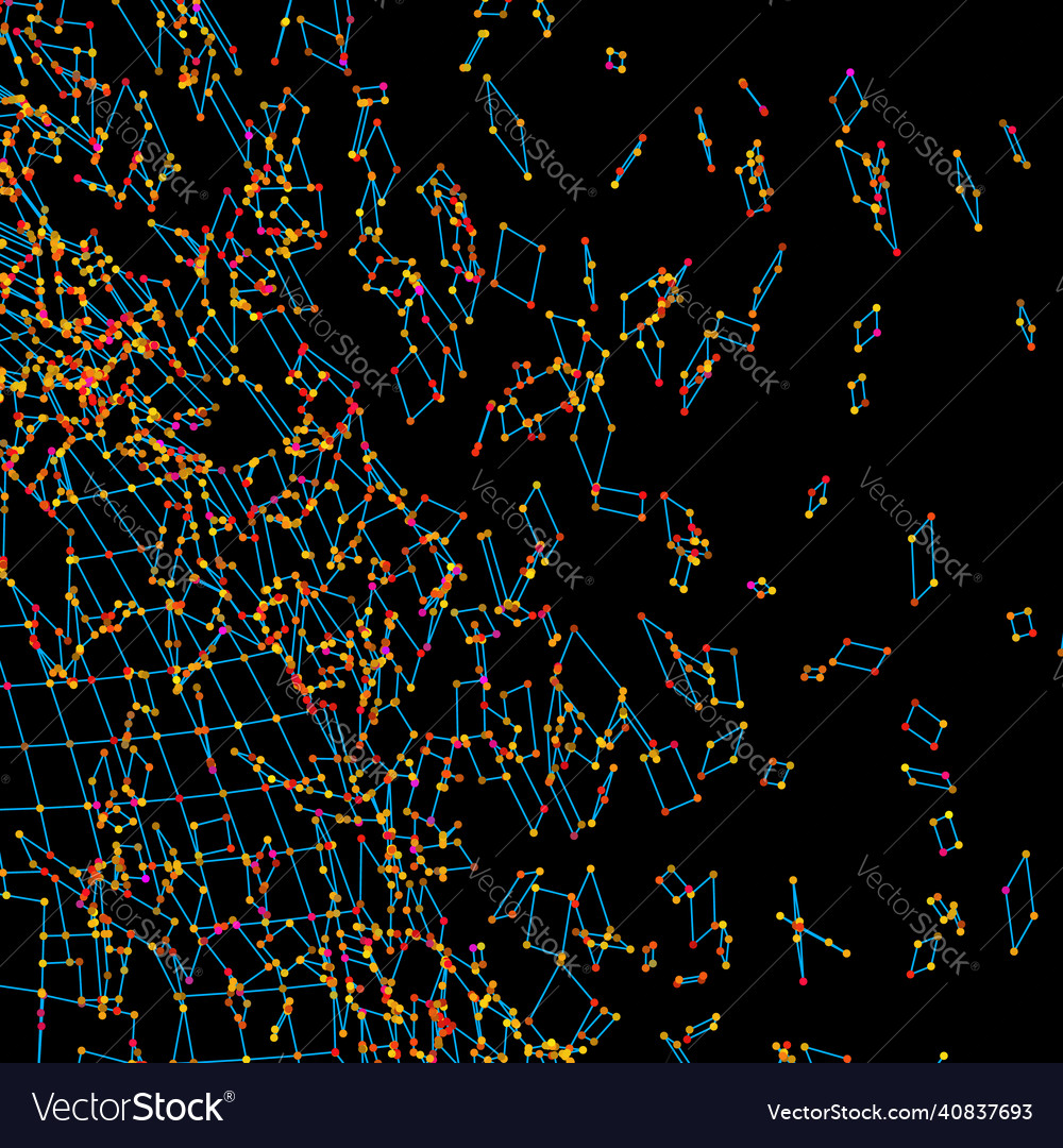 Exploded grid made of connected dots vector image Exploded grid made of connected dots