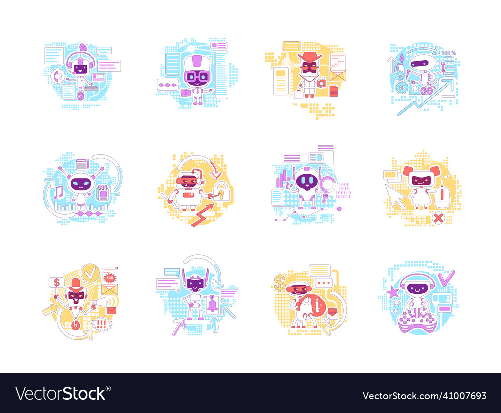 Good and bad bots thin line concept set internet