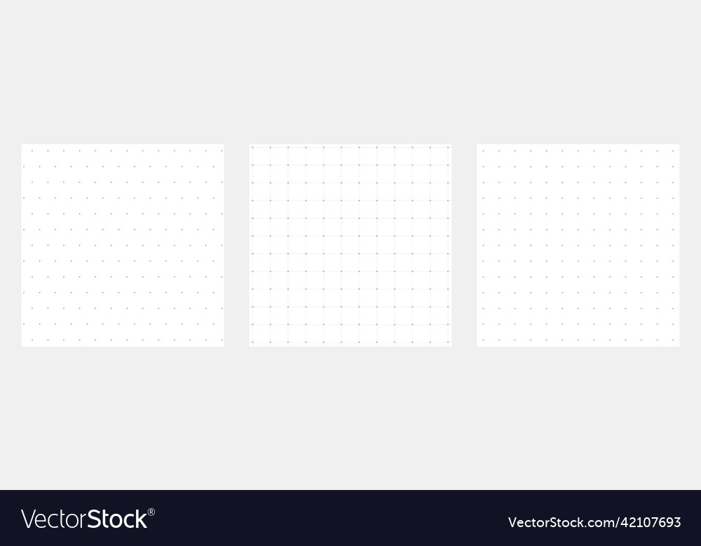 Grid background set dots notebook pattern square vector image Grid background set dots notebook pattern square
