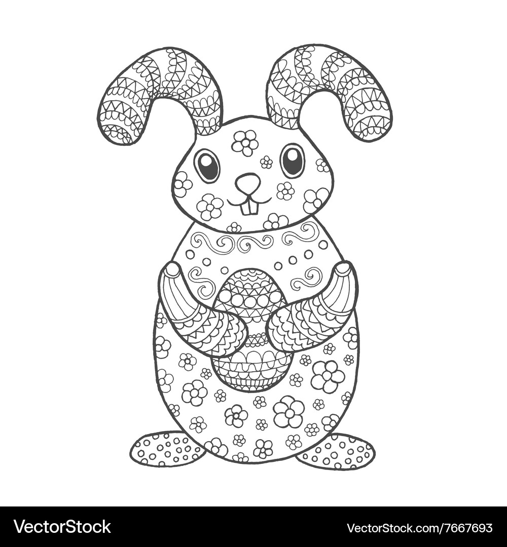 Hand drawn cute easter bunny Royalty Free Vector Image