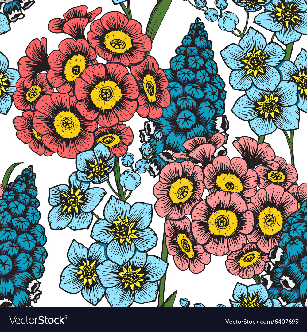 Hand drawn floral pattern Royalty Free Vector Image