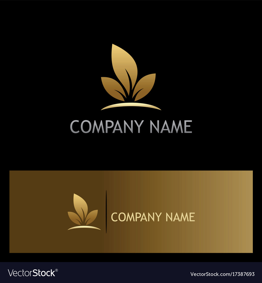 Leaf gold ecology logo Royalty Free Vector Image